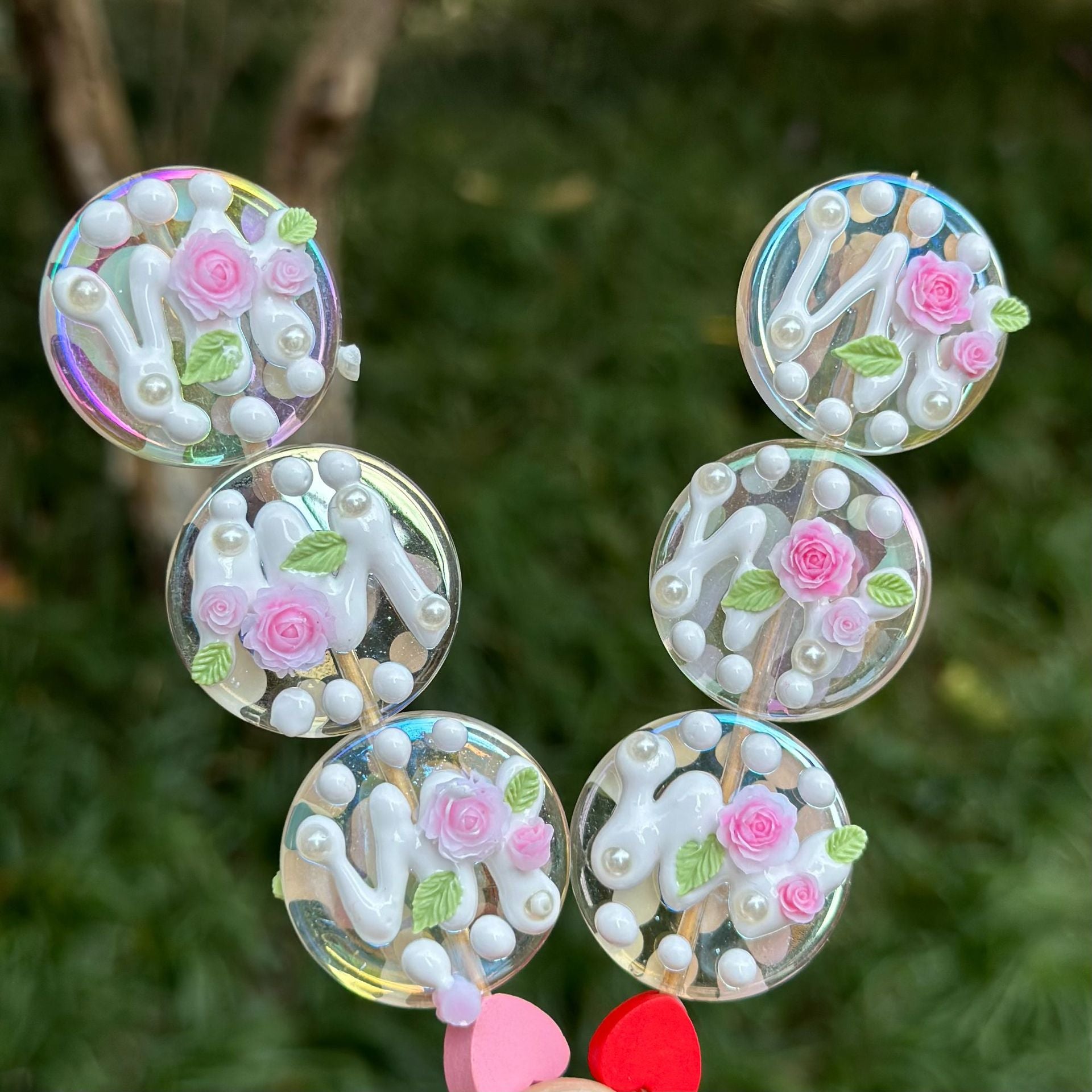 Wholesale 10PCS Flower Round Cake Color Plated Special Shaped Beads Acrylic Beads